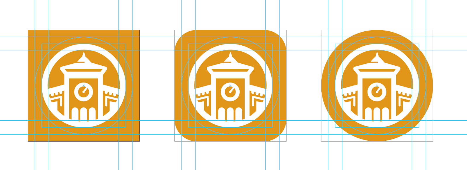 Example of icon in square, rounded corner, and circle formats