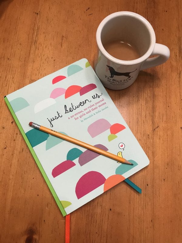 journal, coffee, mother, daughter, just between us, private, writing