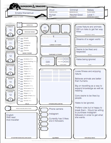Dungeons And Dragons Character Sheet Template Etsy Bild
