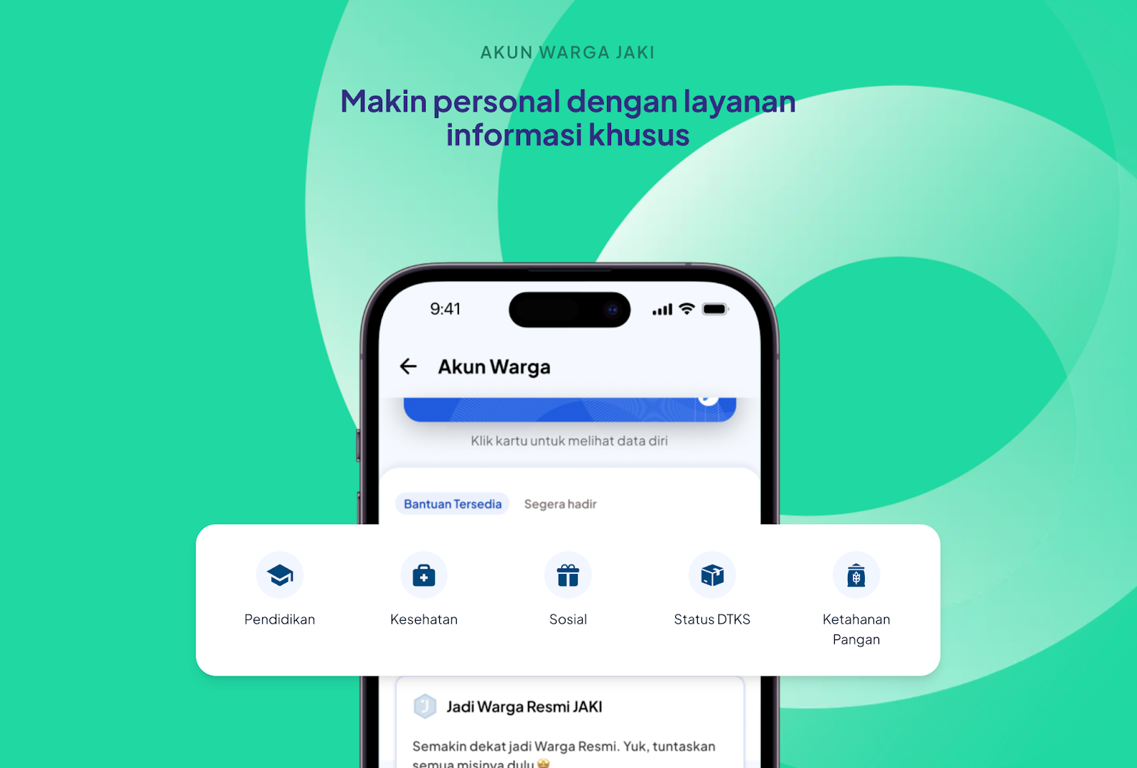 Tampilan bagian Akun Warga JAKI di situs web JAKI