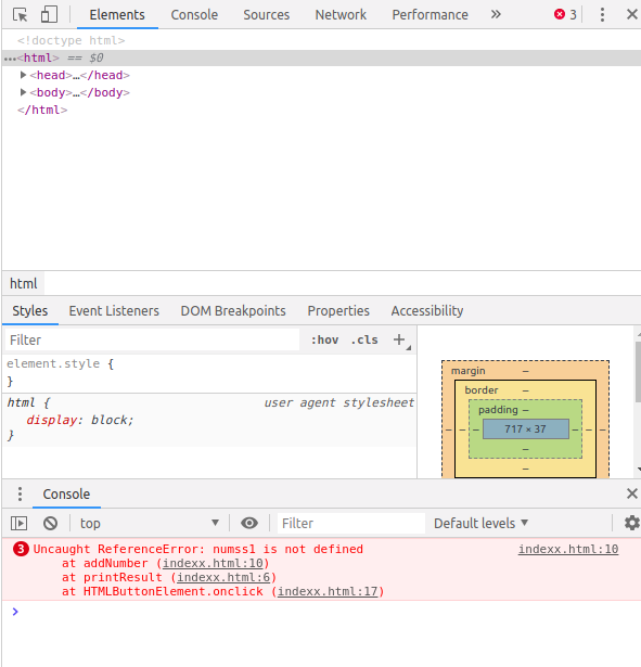 Showing JavaScript exception message in Chrome dev tools - Stack