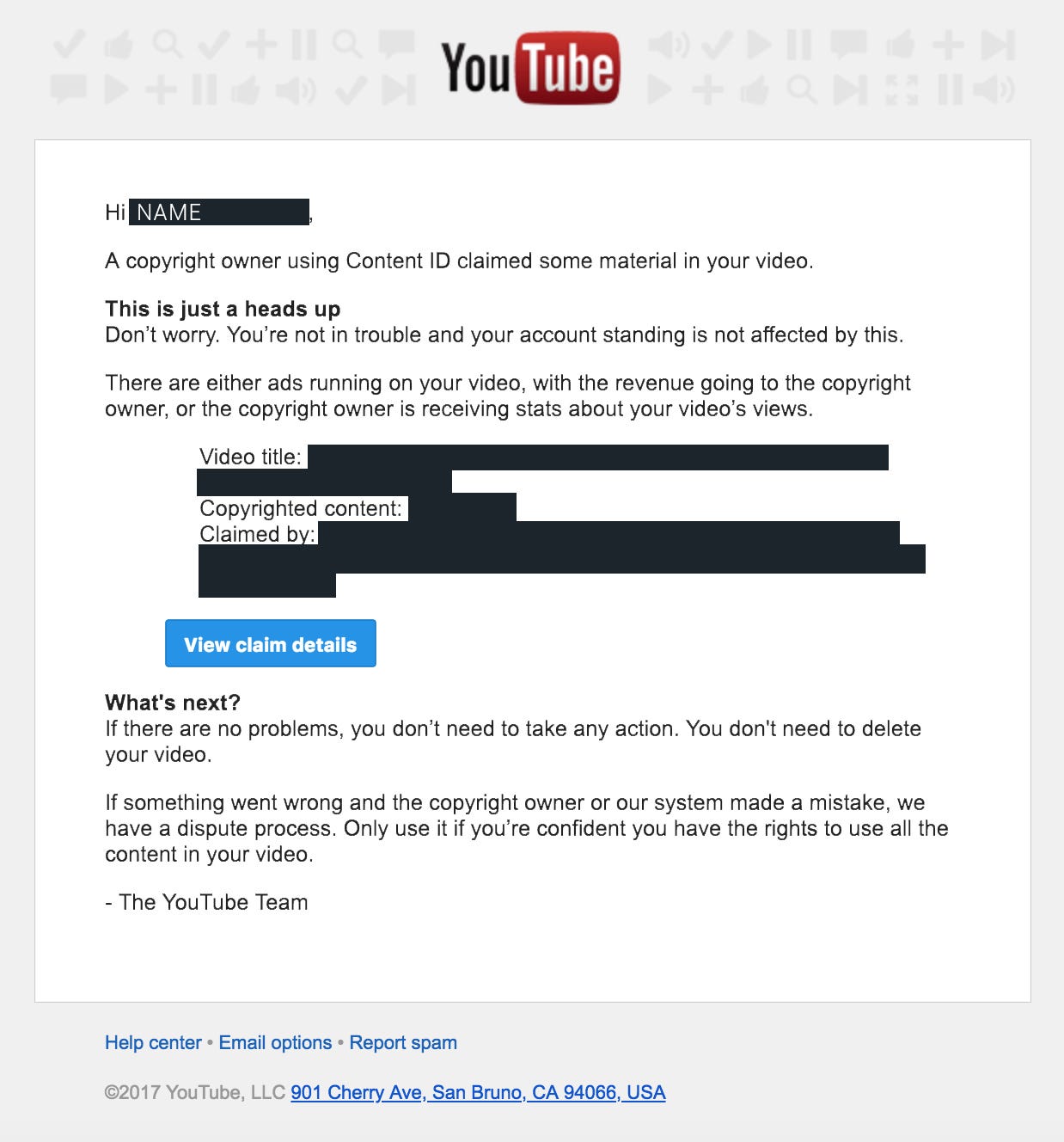 So you just received a copyright claim on your YouTube video