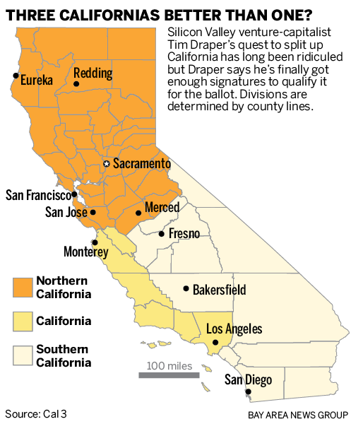California Split Into 3 States Map