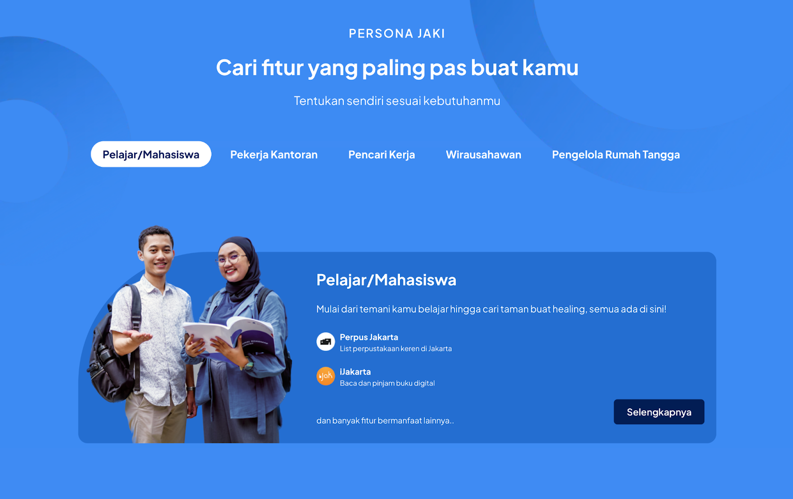 Tampilan bagian Persona JAKI di situs web JAKI