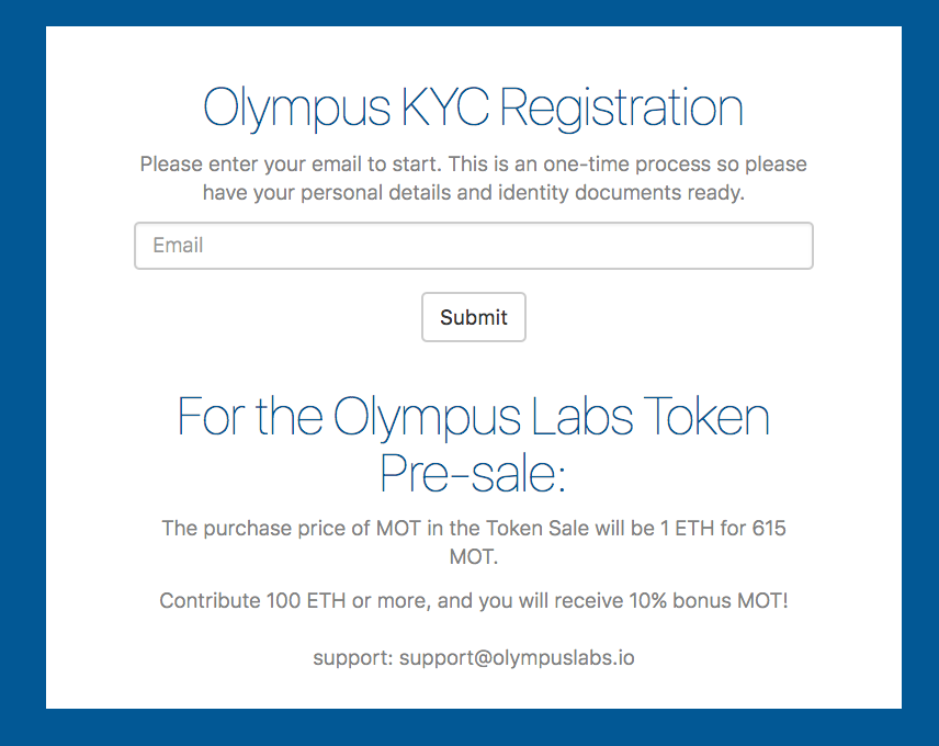 Olympus Labs Token Sale Registration Olympus Labs Medium