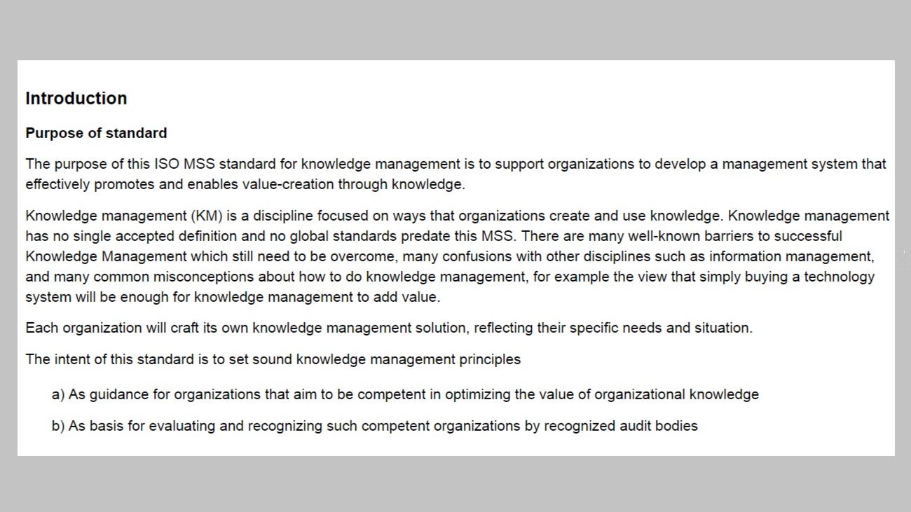 Knowledge Management Iso Standard Iso 30401