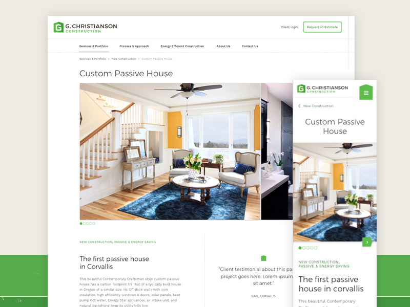 Desktop and Mobile view of G. Christianson Website