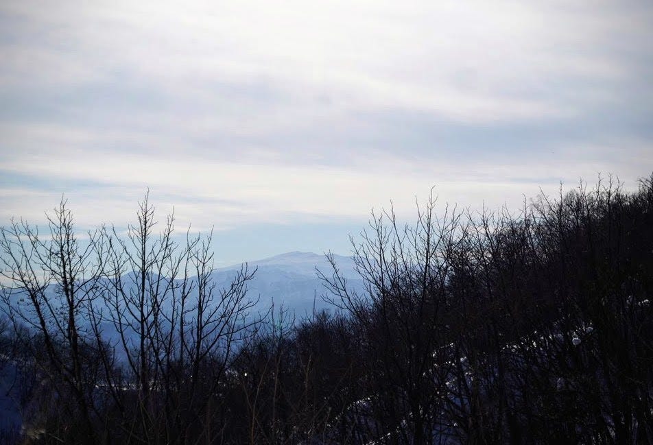 Mt. Gassan seen from Mt. Yonetaihei in the winter