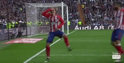 antoine griezmann breaking out the fortnite celebration after scoring for atletico madrid - youre awesome gif fortnite