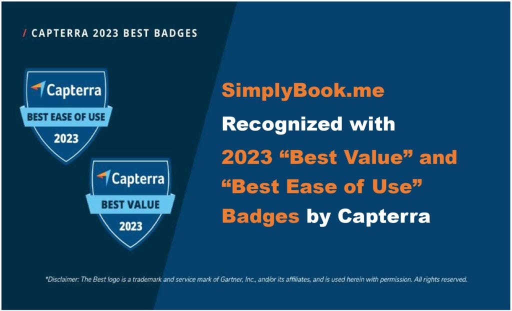 SimplyBook.me 獲得由 Capterra 頒發的 2023 最佳使用體驗＆最有價值等兩大獎項！