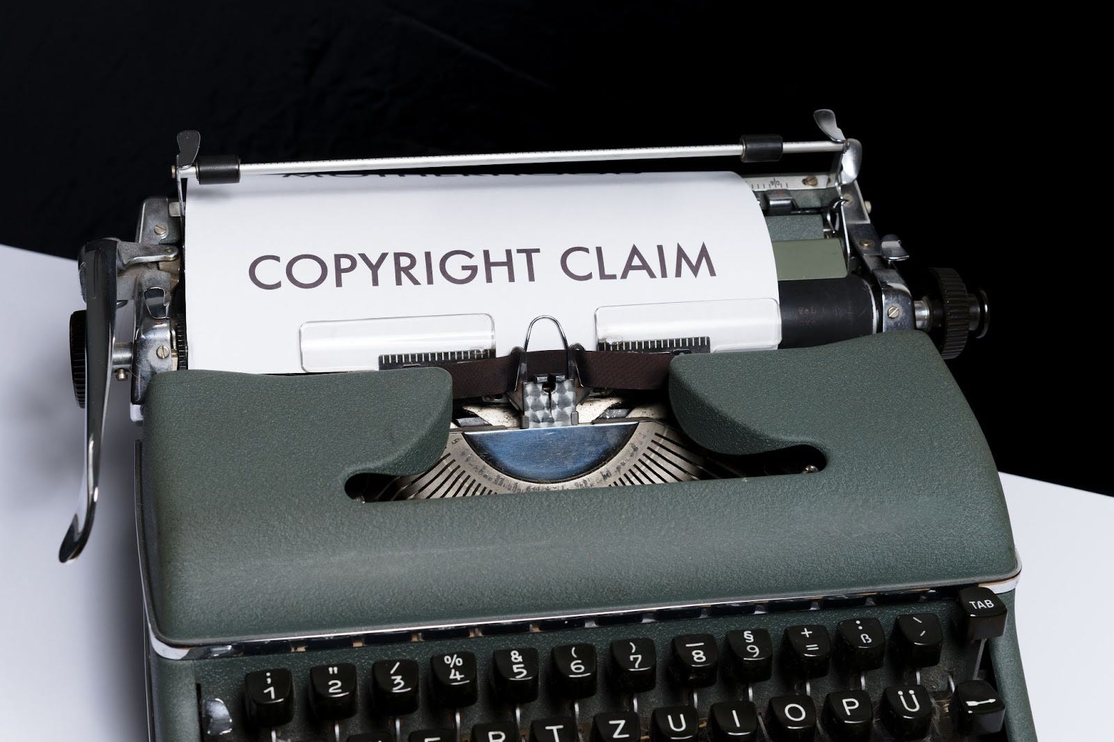 copyright claim typewritten on a paper