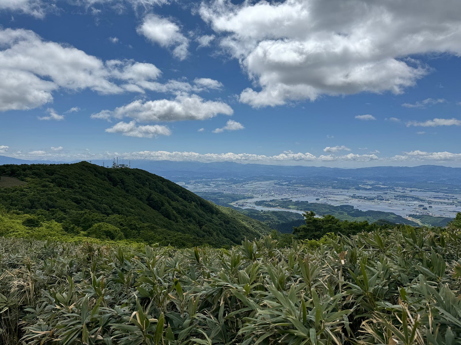 Looking towards the Shinjo Basin with Sankaku-yama to the left.