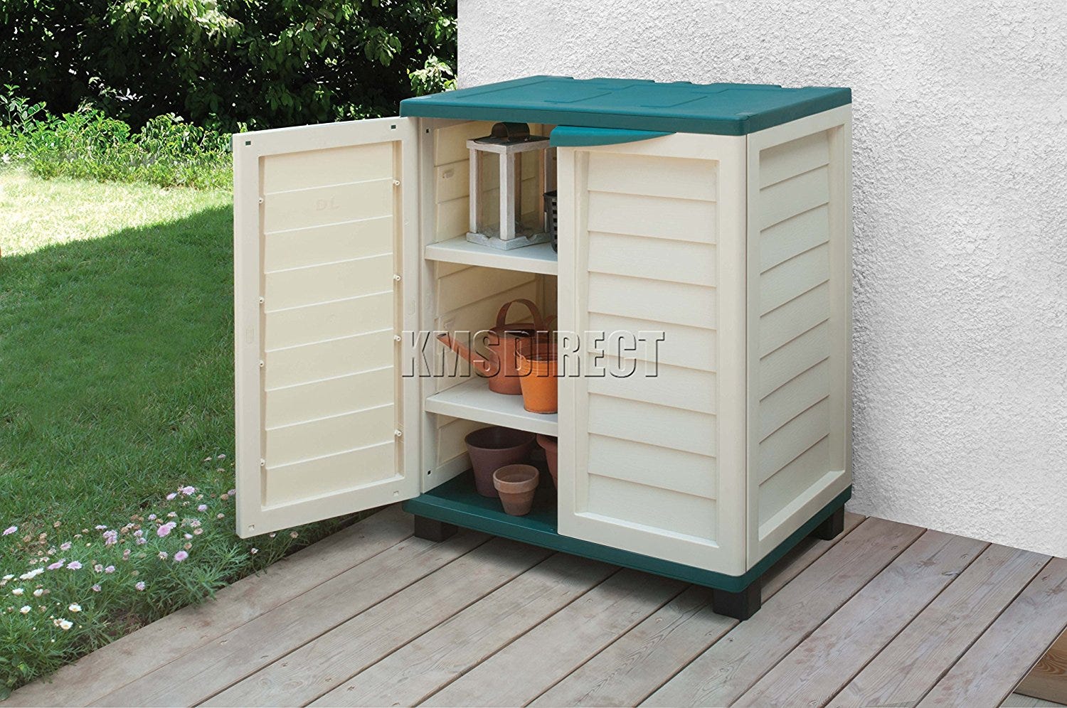 medium plastic garden storage cupboard @ argos. half price