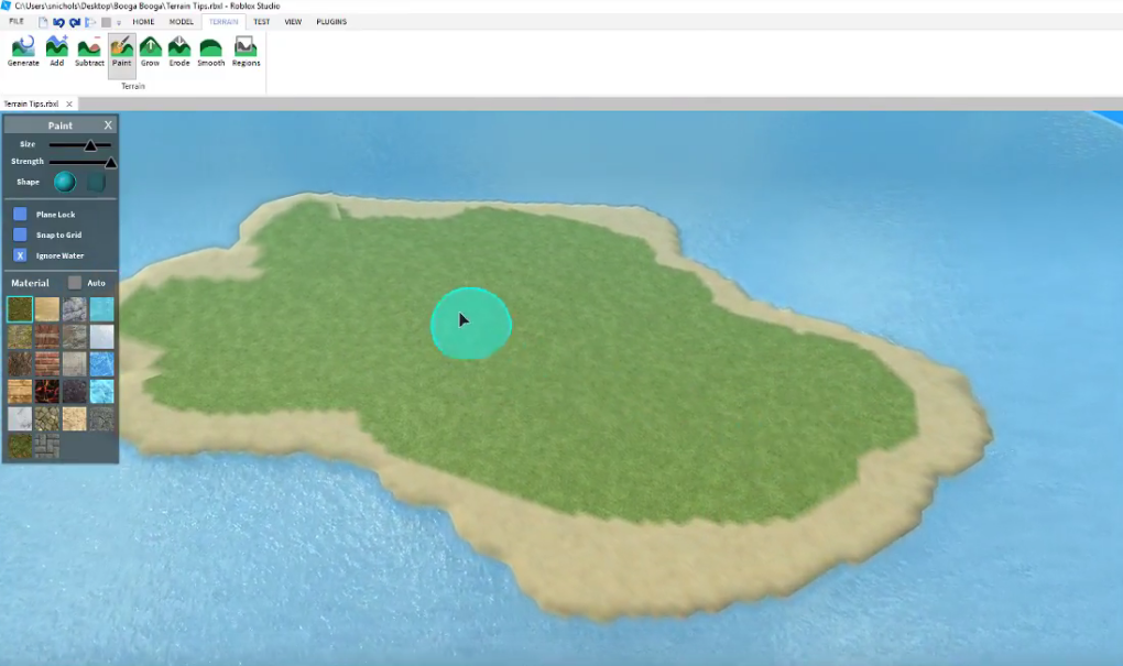 Tips For Building Beautiful Terrain Roblox Developer Medium - the island is painted onto the water with the big brush first