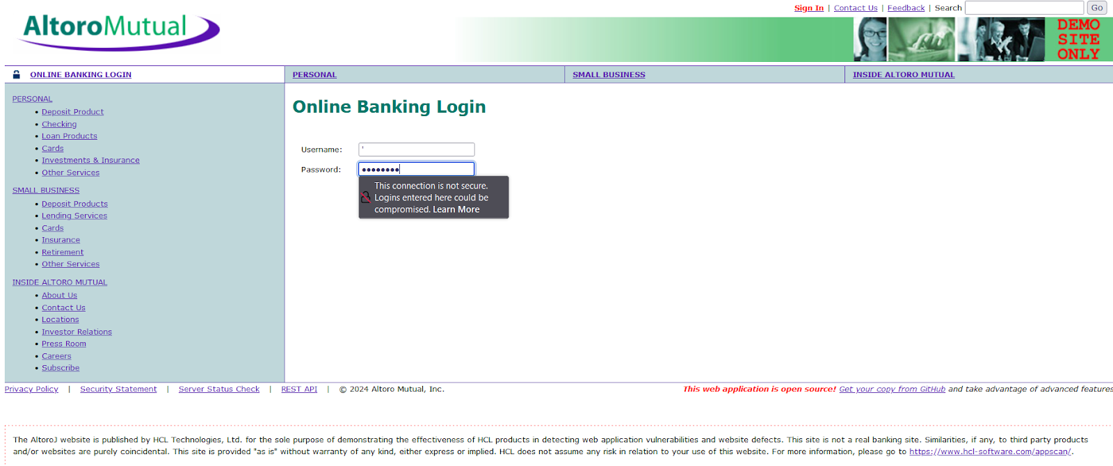ALTORO BANK — Vulnerability Assessment And Penetration Testing