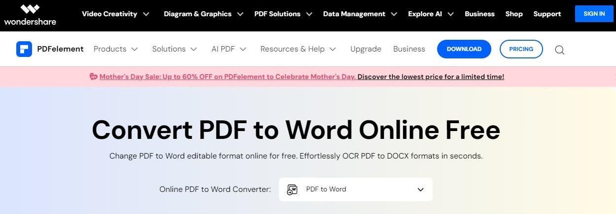 pdfelement online pdf to word converter