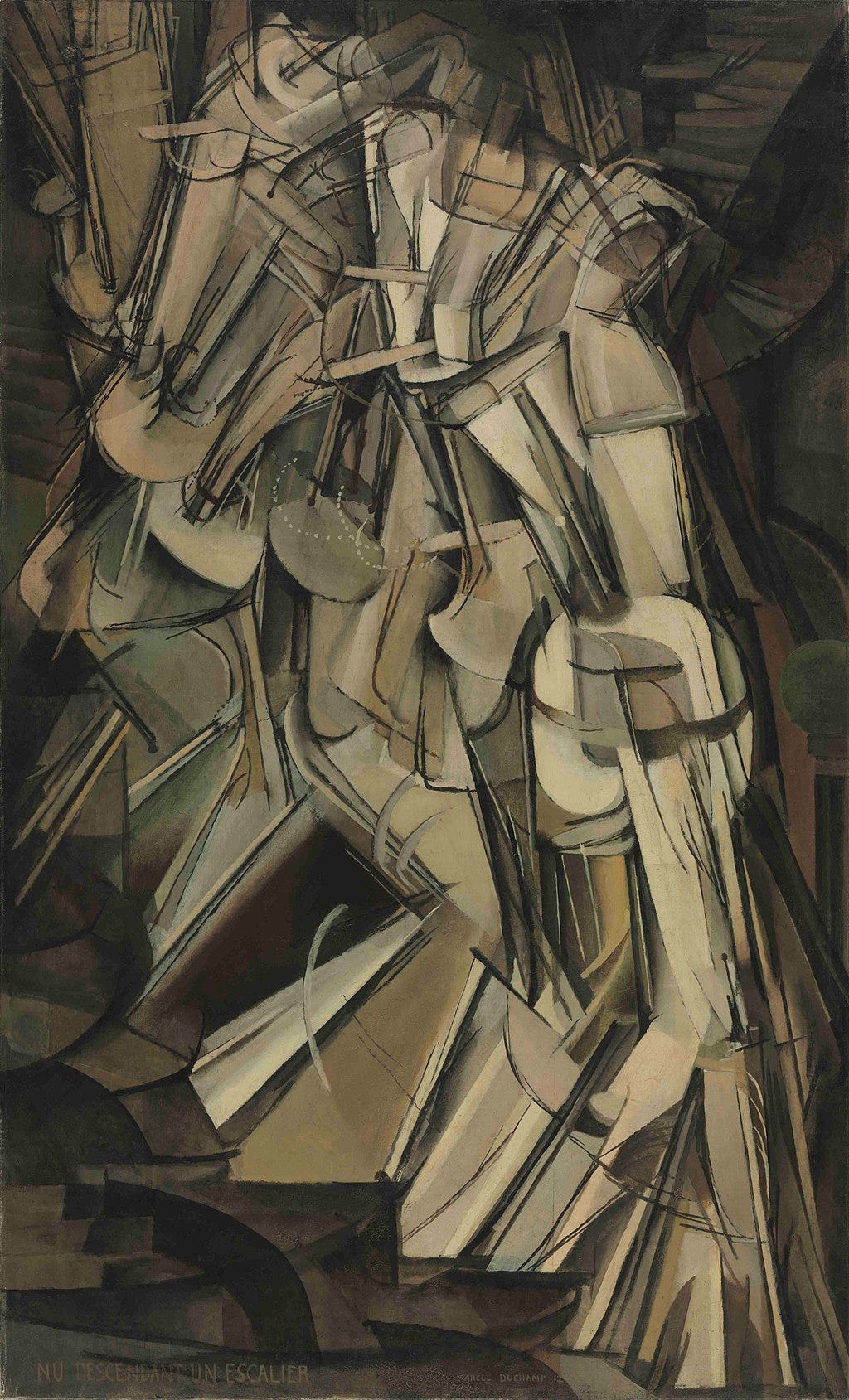 Marcel Duchamp. Nude Descending a Staircase, №2 (1912). Oil on canvas. 57 7/8" x 35 1/8". Philadelphia Museum of Art.