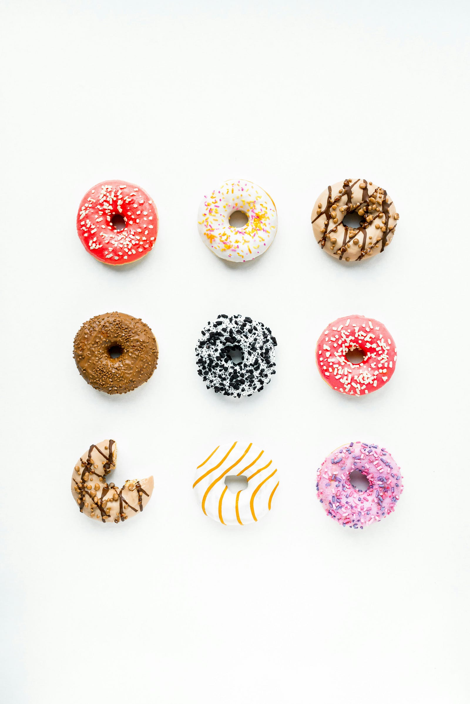 Nine donuts. Sugary foods are not good for the gut microbiome.