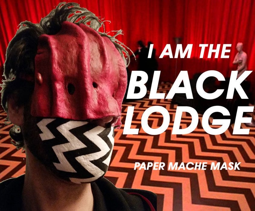 black lodge paper mache mask