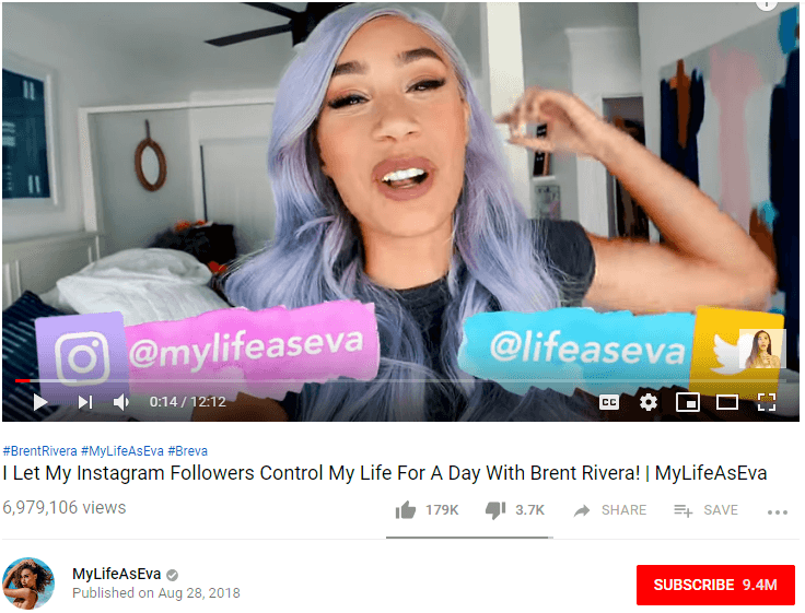 her major brand collaboration is with mtv she along with three other youtubers has been featured in several of mtv s youtube videos - instagram followers control my diy youtube