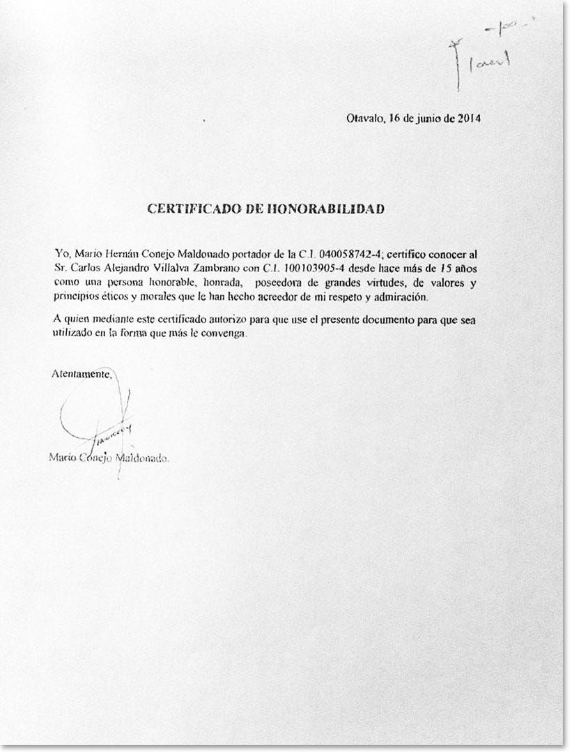 Ejemplo de carta de honorabilidad sertificado moderno de 