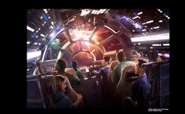 Millennium Falcon Attraction Concept art - © Disney