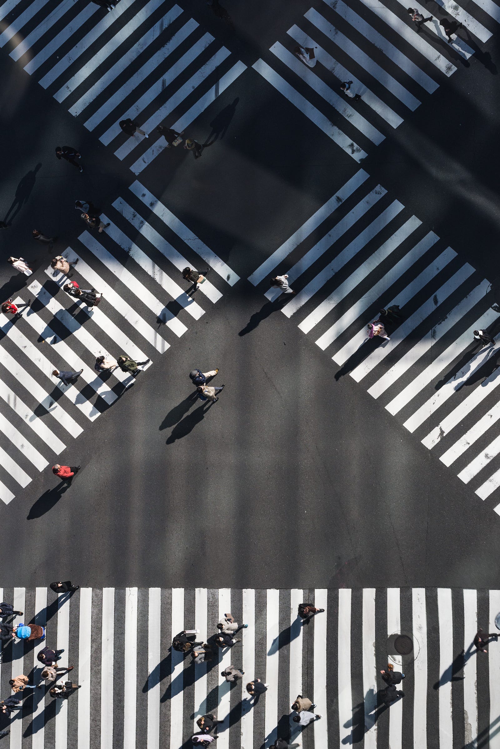 The scramble crosswalk in Shibuya, Tokyo, as visualized from above. This essay explores the connection between walking and diabetes prevention, emphasizing the importance of incorporating this accessible exercise into daily routines.