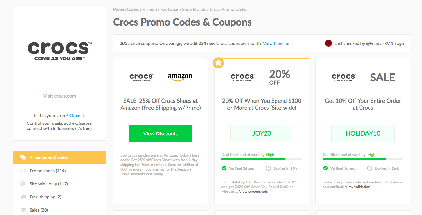 croc promo codes 2019