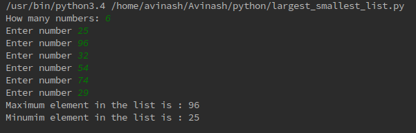 Python Program To Find The Largest And Smallest Number In A List