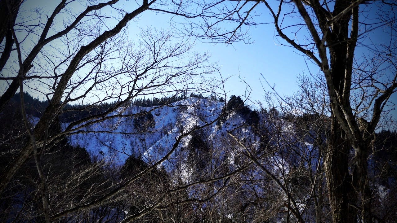The summit of Mt. Yonetaihei covered in snow during the winter