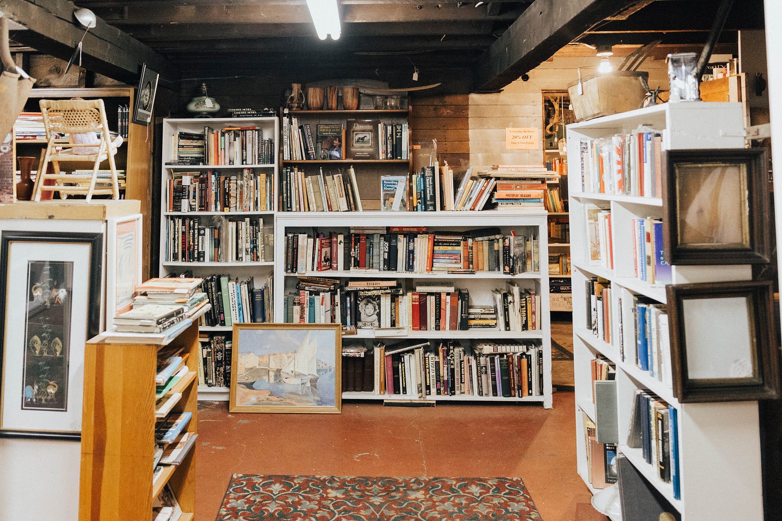 Bookstagram author platform books bookstagram social media writing reading. Bookstore shown with shelves on all sides and a wooden floor below