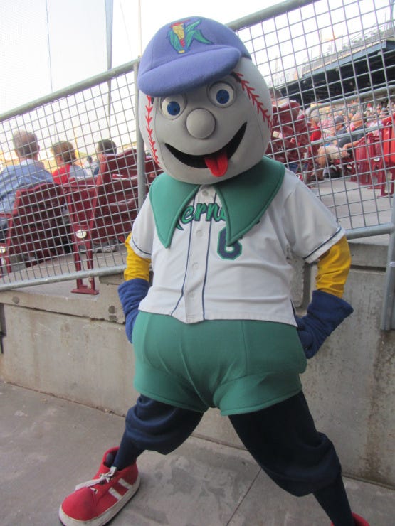 Mr. Shucks, mascot of the Cedar Rapids Kernels