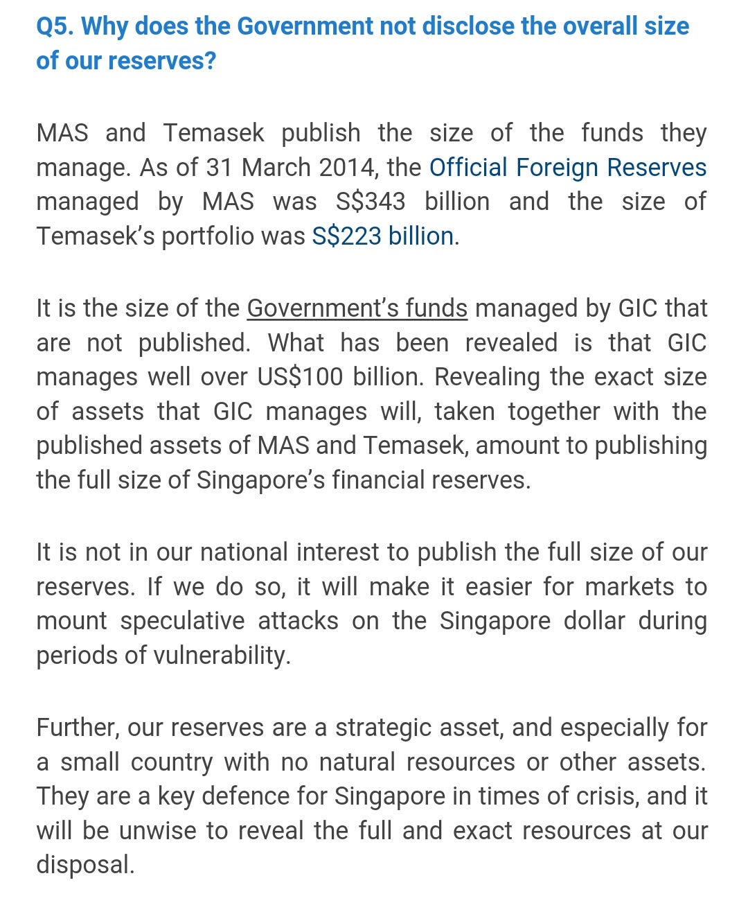 Gov.sg bot singapore reserves