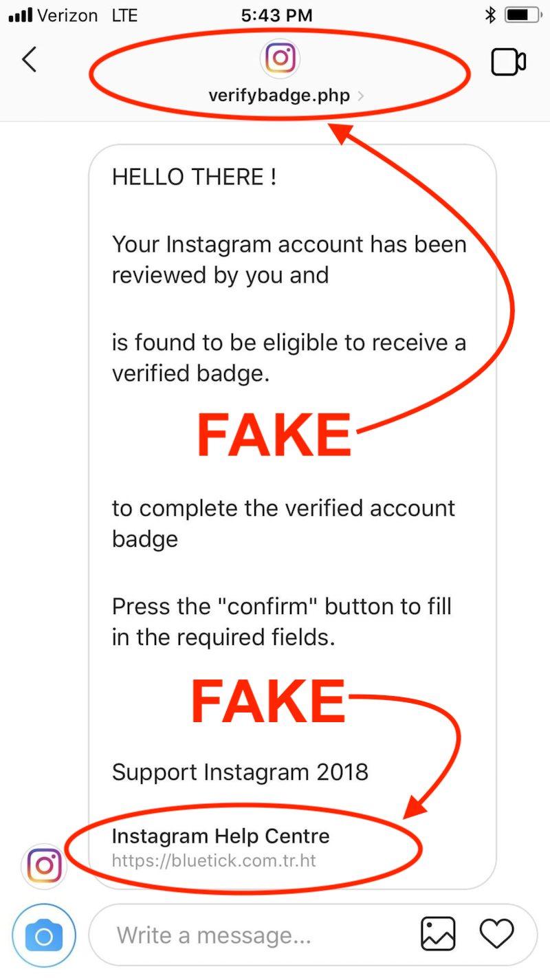 they entice you to read and click through tricking you into thinking your instagram account qualifies for verified instagram badge - fake instagram hack prank