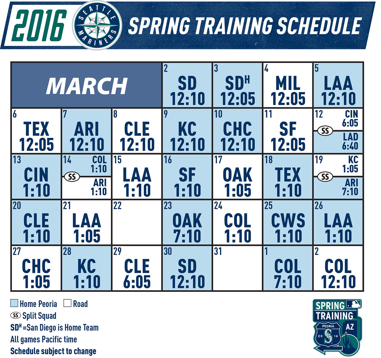 Mariners Announce Spring Training Schedule From the Corner of Edgar
