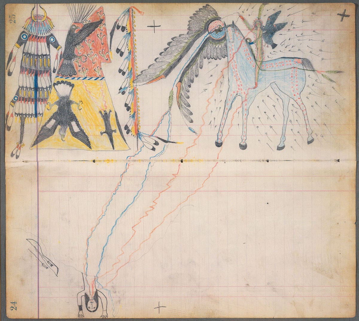 Medicine Vision by Artist B (Arapaho), Frank Henderson Ledger, circa 1880