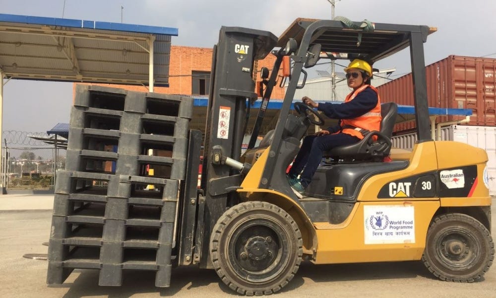 Working for change by changing work Nepal’s first female forklift operator