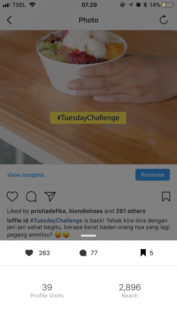 sebagai contoh konten ini memiliki reach 52 dari total 5500an follower dengan engagement rate 6 2 - cara menghitung jumlah follower instagram dalam sebulan