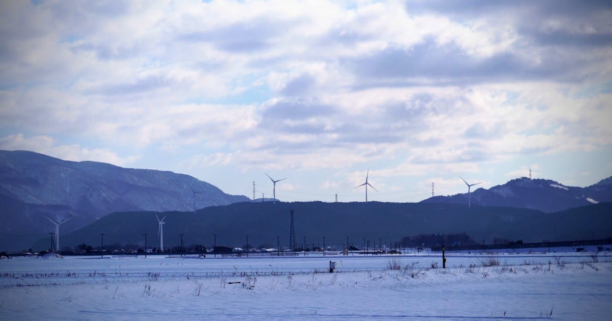 Kiyokawa and Mt. Tsuchiyu seen from Shonai Machi in the winter