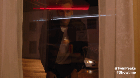 Red in Double R Diner window animated GIF