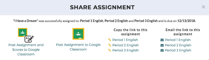 Directions for ways teachers can share CommonLit assignments to Google Classroom. 