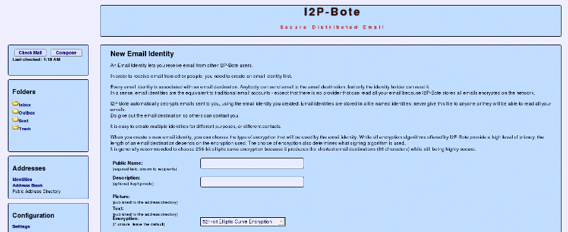 I2P-Bote Screnshot