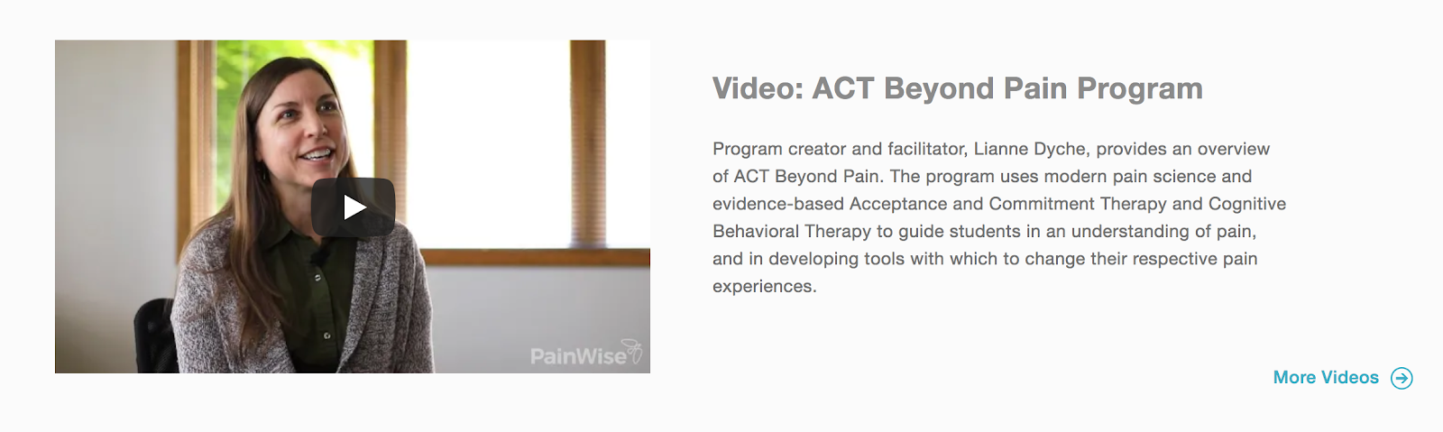 Video with "play" button from PainWise.org