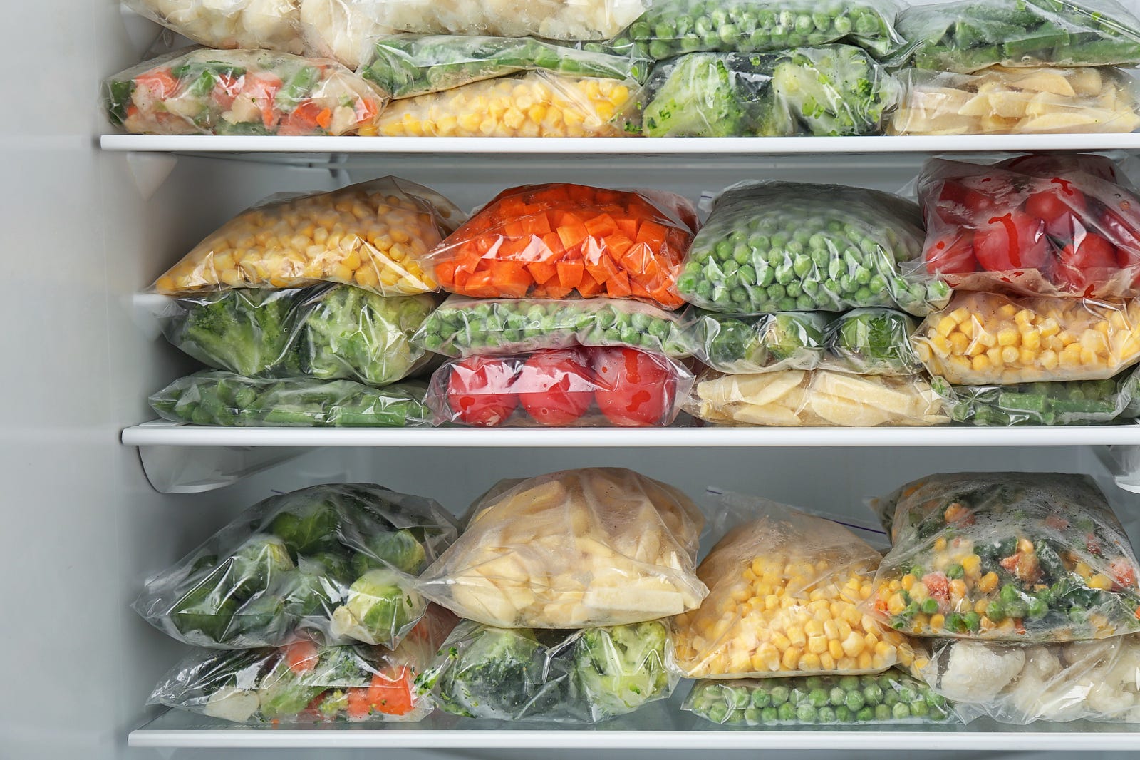 Veggies in freezer