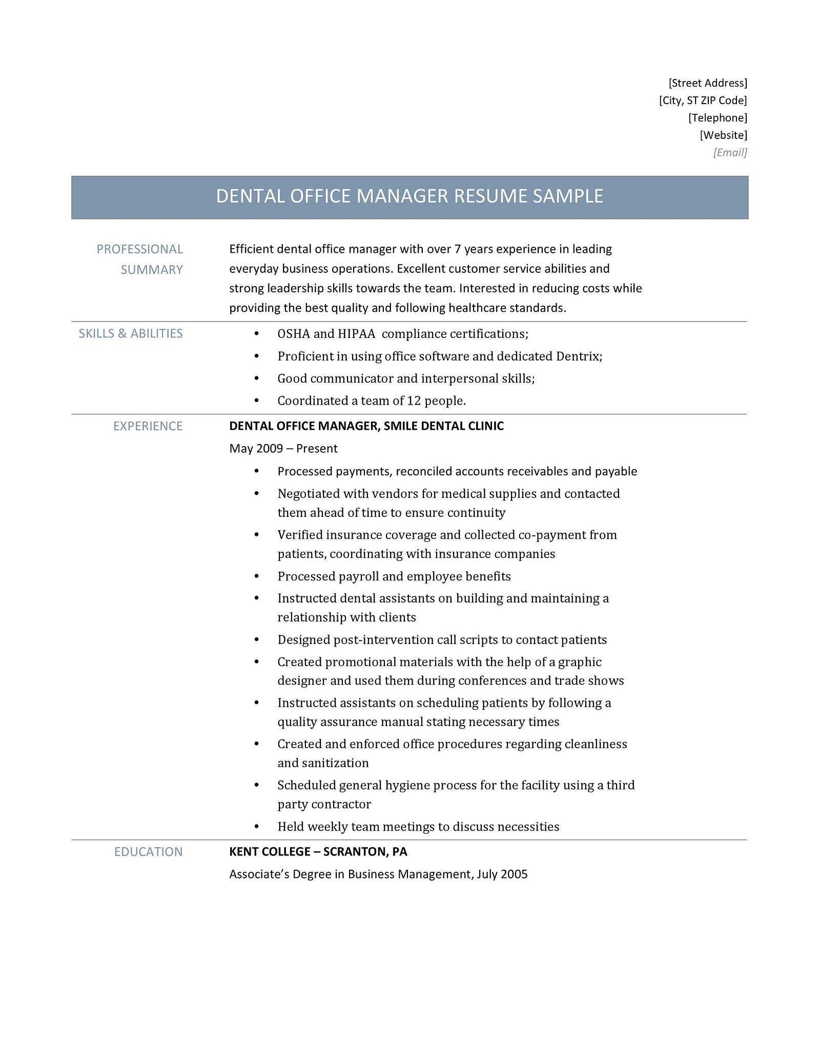 dental office manager resume samples  u2013 online resume