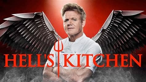 Hell’s Kitchen image of Chef Gordon Ramsey in a chefs jacket with metalic angel or demon wings.