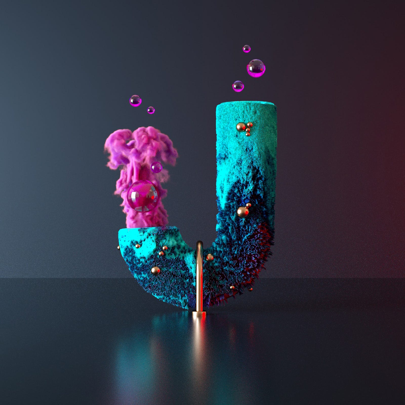 A blue-shaped J has pink smoke coming out its left end and pink blbbles out of the right. The relationship between alcohol consumption levels and illness was thought to follow a J-shaped curve; very low and high levels are associated with more disease risk, at least in observational studies.