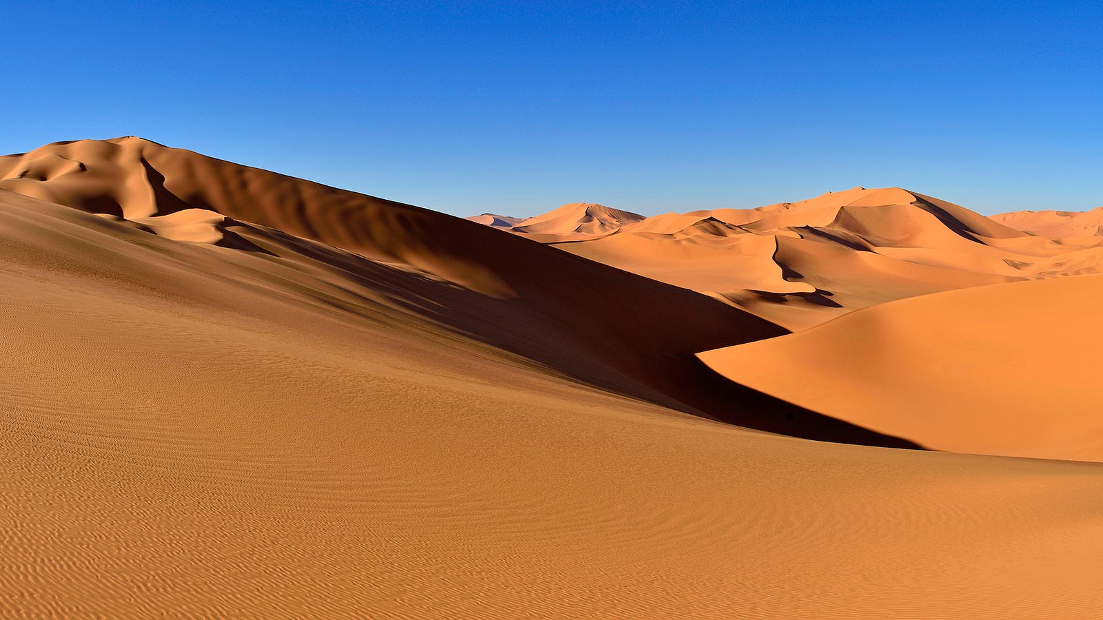 View of sand dunes at Erg Mehejibad, Algeria, North Africa