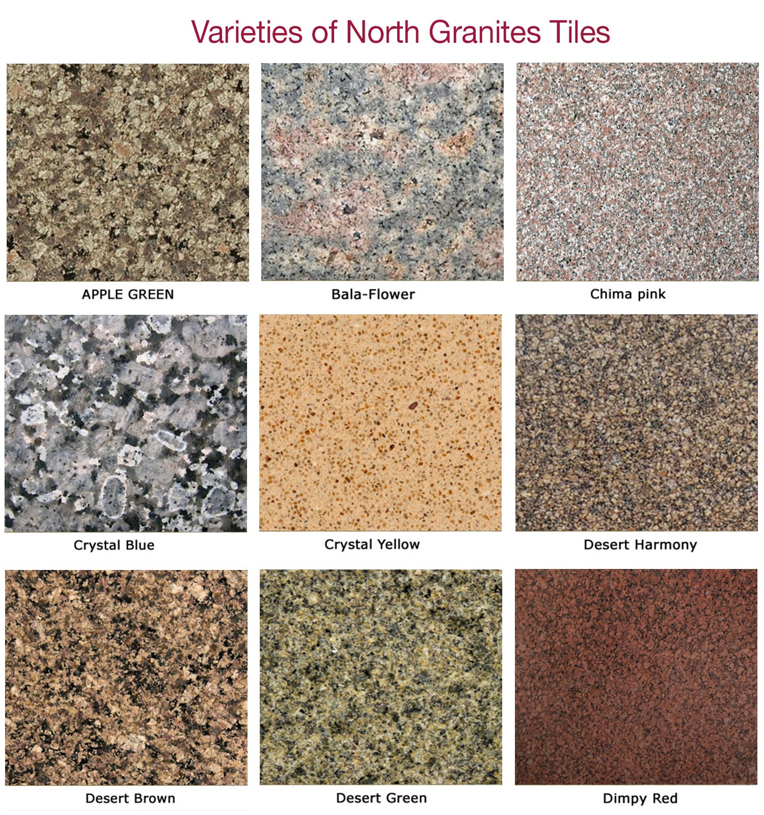 Varieties of North Granites Tiles – Simant Granites – Medium