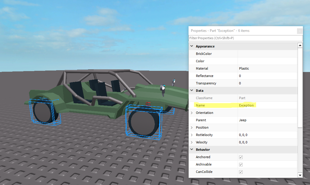 Fix Unanchored Part Lag In Roblox With Meshparts Zach Curtis Medium - name any part exception to cause the following script to skip over grouping this by color